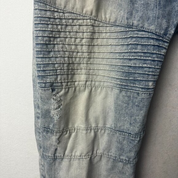 Southpole Men's 44x33‎ Moto Hip Hop Stretch Denim Acid Wash Distressed Jeans - Picture 2 of 5